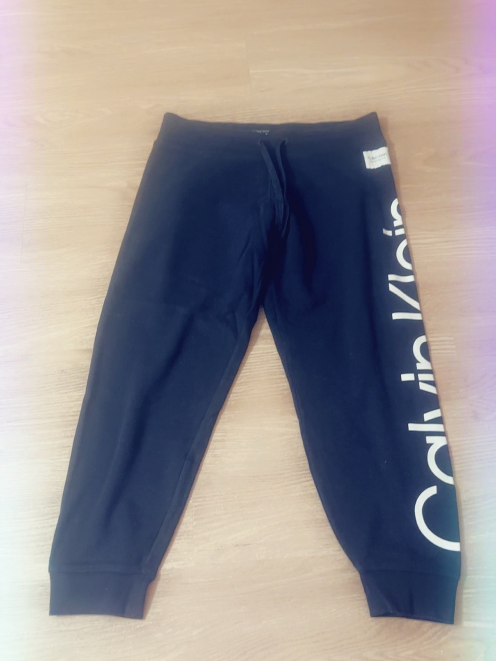 Calvin Klein Kids Black Jogger Pants with White Side Logo